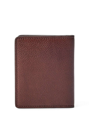 A closed RM Williams Farrier Fold Cardholder in brown leather with visible grain texture, shown against a plain white background.