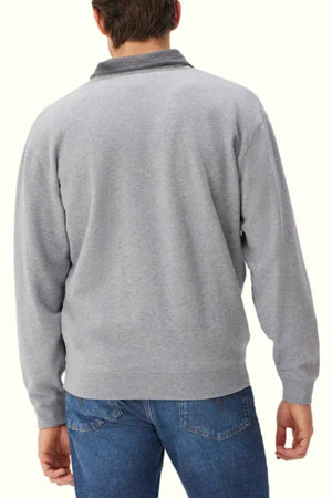 RM Williams Mulyungarie Fleece in the colour Grey Marle. Back view of model wearing jumper