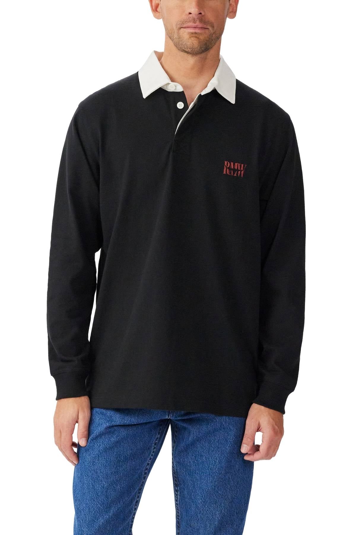 RM Williams Branded Rugby - Black - Mainstreet Clothing