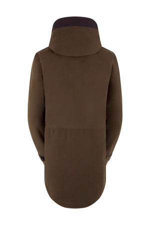 The Ridgeline Monsoon Classic Jacket is shown from the back in brown, featuring long sleeves, a hood, and a slightly rounded hem. Made from breathable, windproof fabric for comfort and protection with a clean, streamlined look.