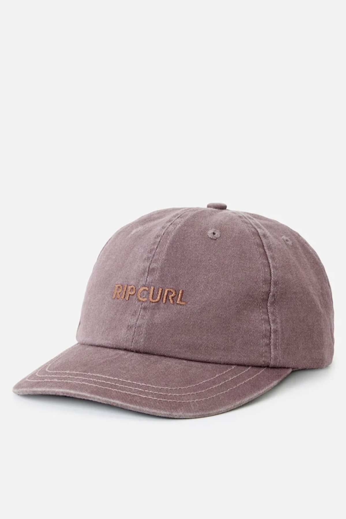The Rip Curl Premium Surf Cap comes in a stylish mauve color, with the brand name elegantly embroidered in beige on the front. Crafted from 100% cotton twill for a slightly worn look, this cap also includes eyelets for ventilation, making it ideal for your next outdoor adventure.