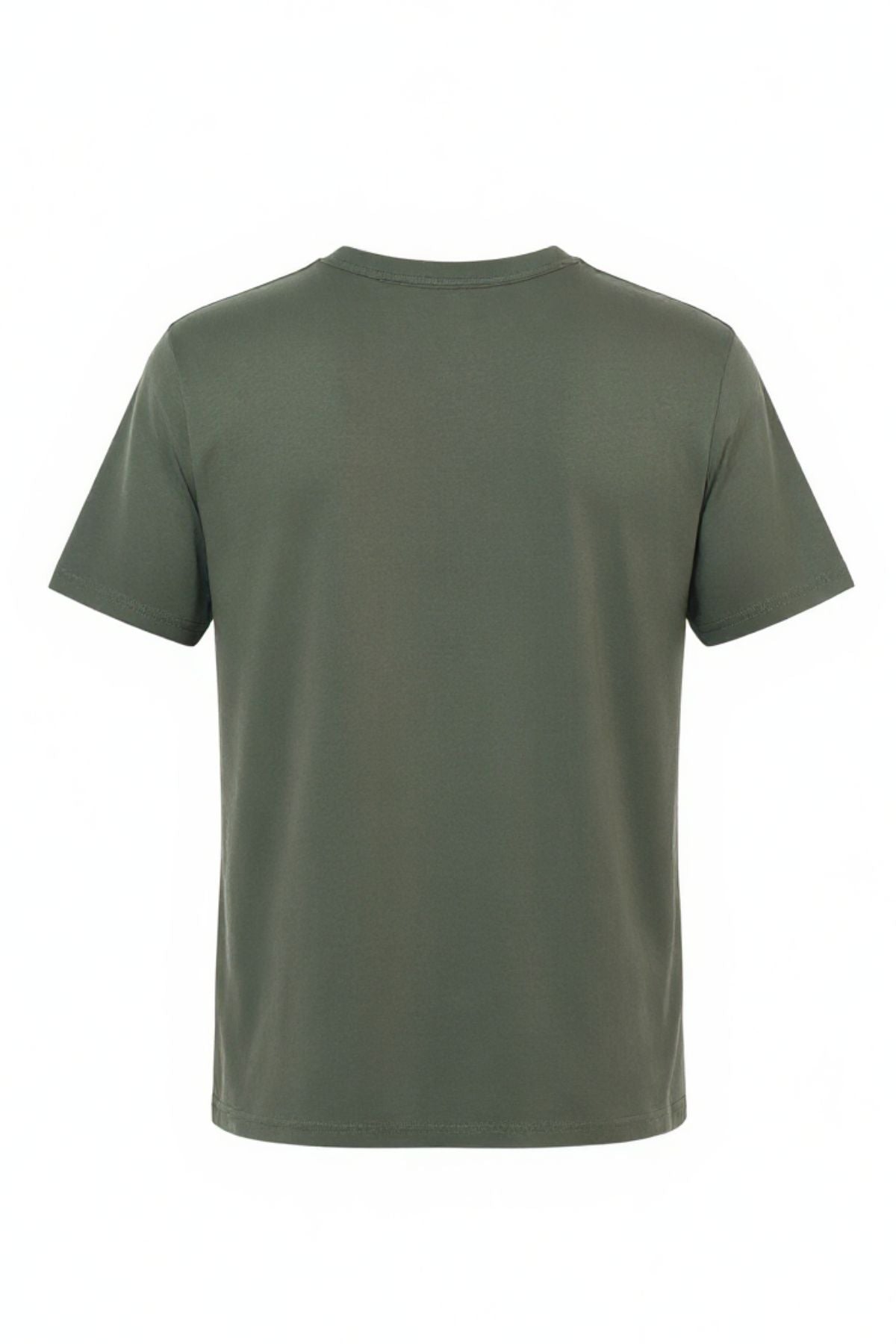 The Rip Curl Wettie Icon Tee is a plain olive green short-sleeve T-shirt, made from 100% cotton, displayed from the back against a white background.