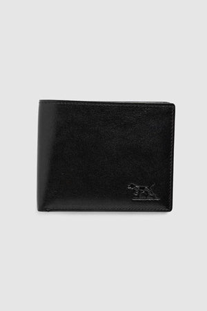 The Rodd & Gunn Wakefield Bi-Fold Wallet is a stylish black Italian leather wallet with a charming dog design and RFID protection to keep your cards secure.