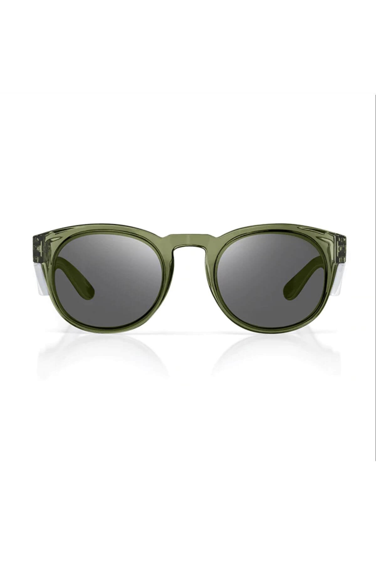 SafeStyle Cruisers with green polycarbonate frames and dark polarized lenses, facing forward against a plain white background.