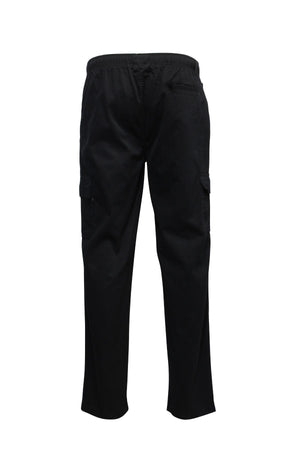 The Savane Panama Beach Cargo Pant features an elastic waistband, side and security pockets, and relaxed straight legs, displayed from the back against a white background.