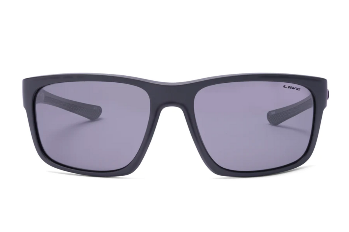 The Liive Whip Polar Sunglasses feature sleek black rectangular lenses with UV protection. The lightweight polycarbonate frame has a subtle matte finish, and "L.L.Bean" is visible on the left temple, all set against a plain white background.