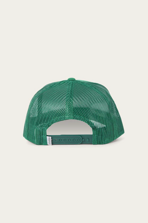 Back view of the green mesh Ringers Western Signature Bull Trucker Cap, featuring an adjustable snapback closure.