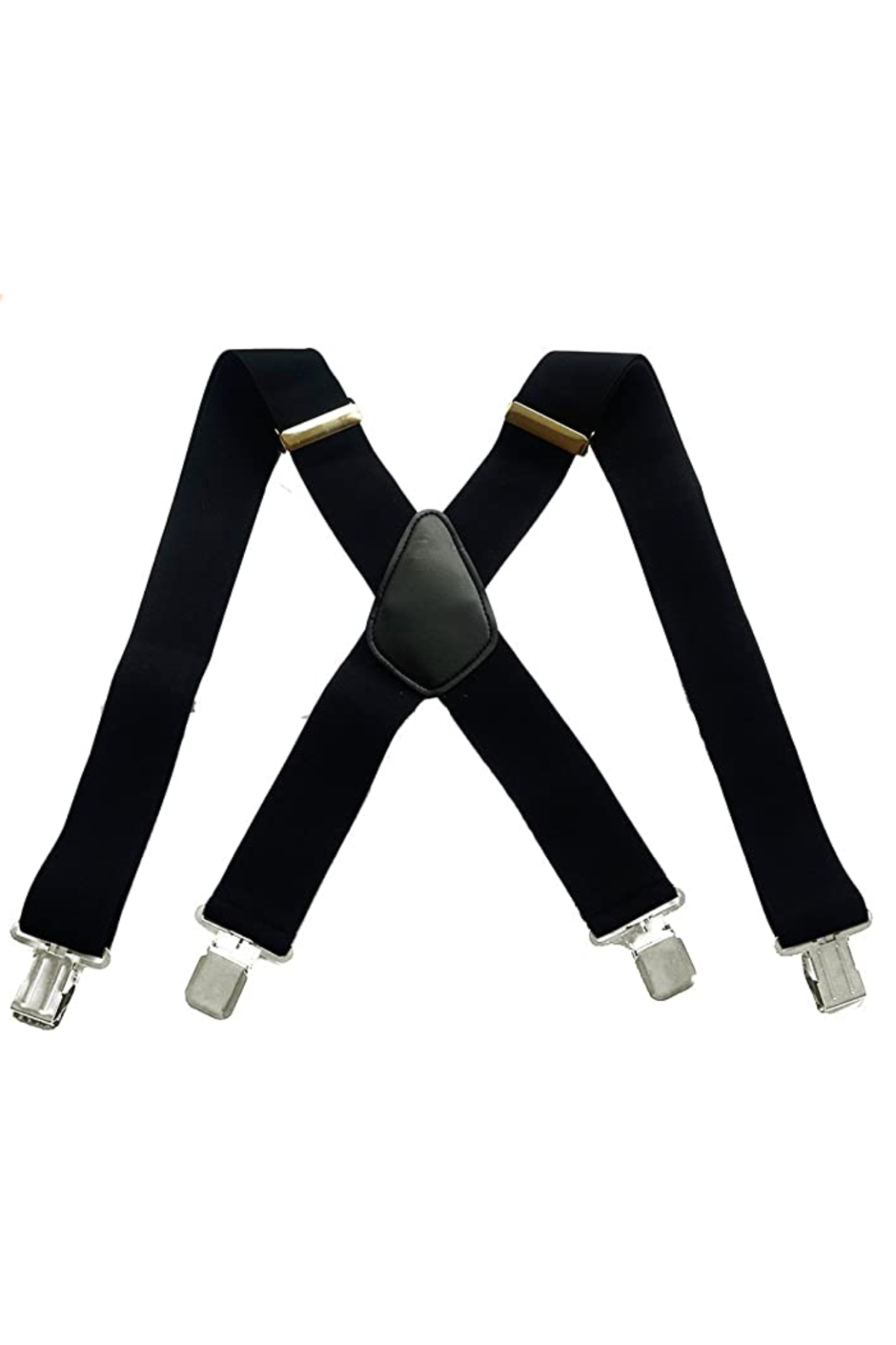 A pair of Braces Extra Support 50mm with adjustable straps and high-quality clasps is shown against a white background. The heavy-duty suspenders intersect in a Y-shape at the back with a black leather connector piece.
