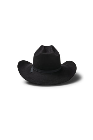 The Akubra Outback Club is a black, wide-brimmed hat featuring a subtle band at the crown, displayed on a plain white background with a soft shadow beneath.