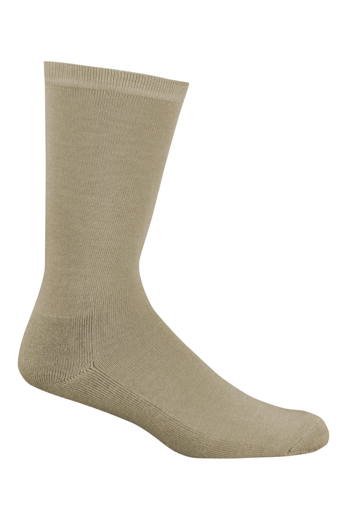 The Bamboo Business Sock, in plain light brown, is displayed from the side against a white background with its heel and toe visible.