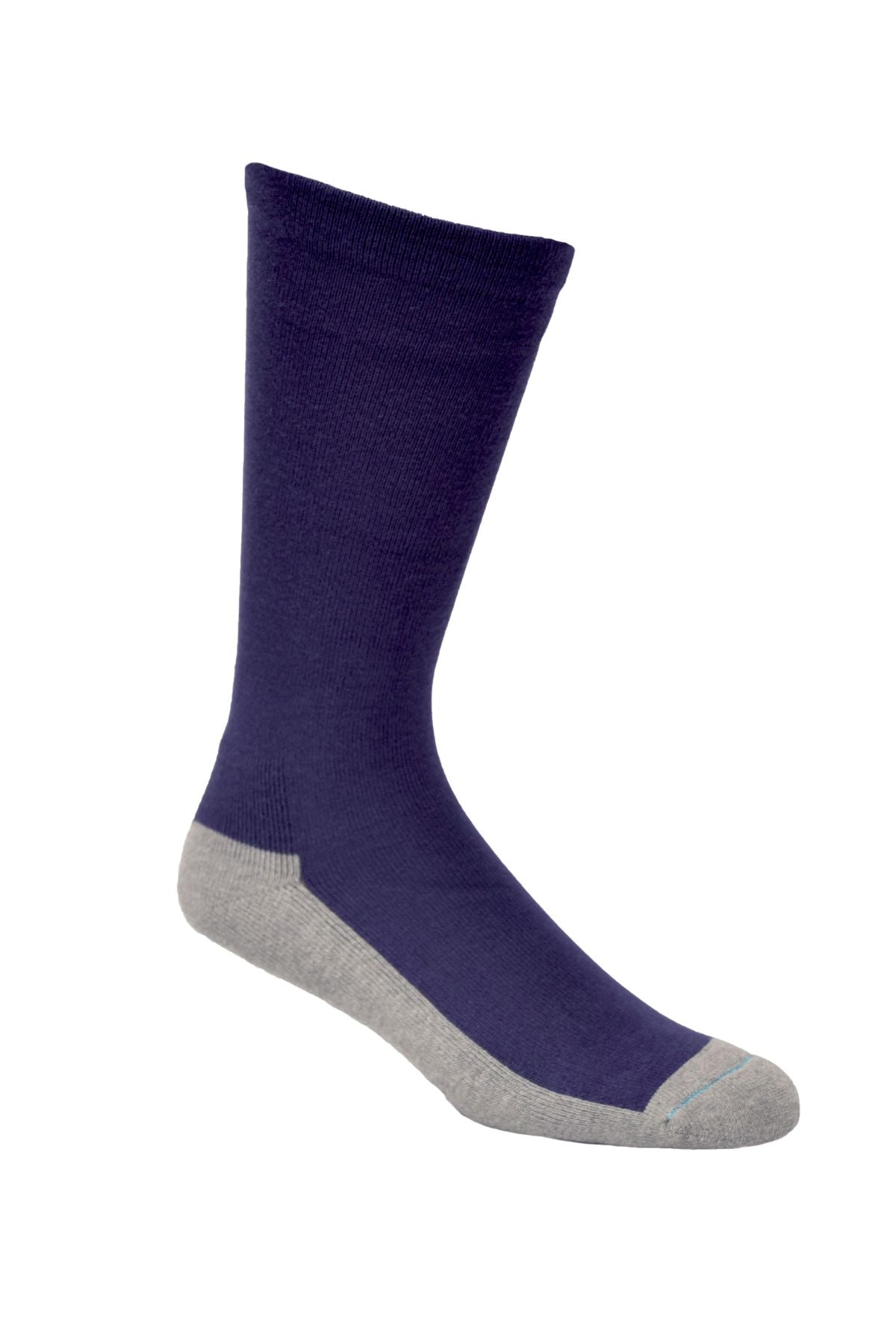 The Bamboo Health Sock features a dark blue upper with a light gray heel, toe, and sole, shown against a white background.