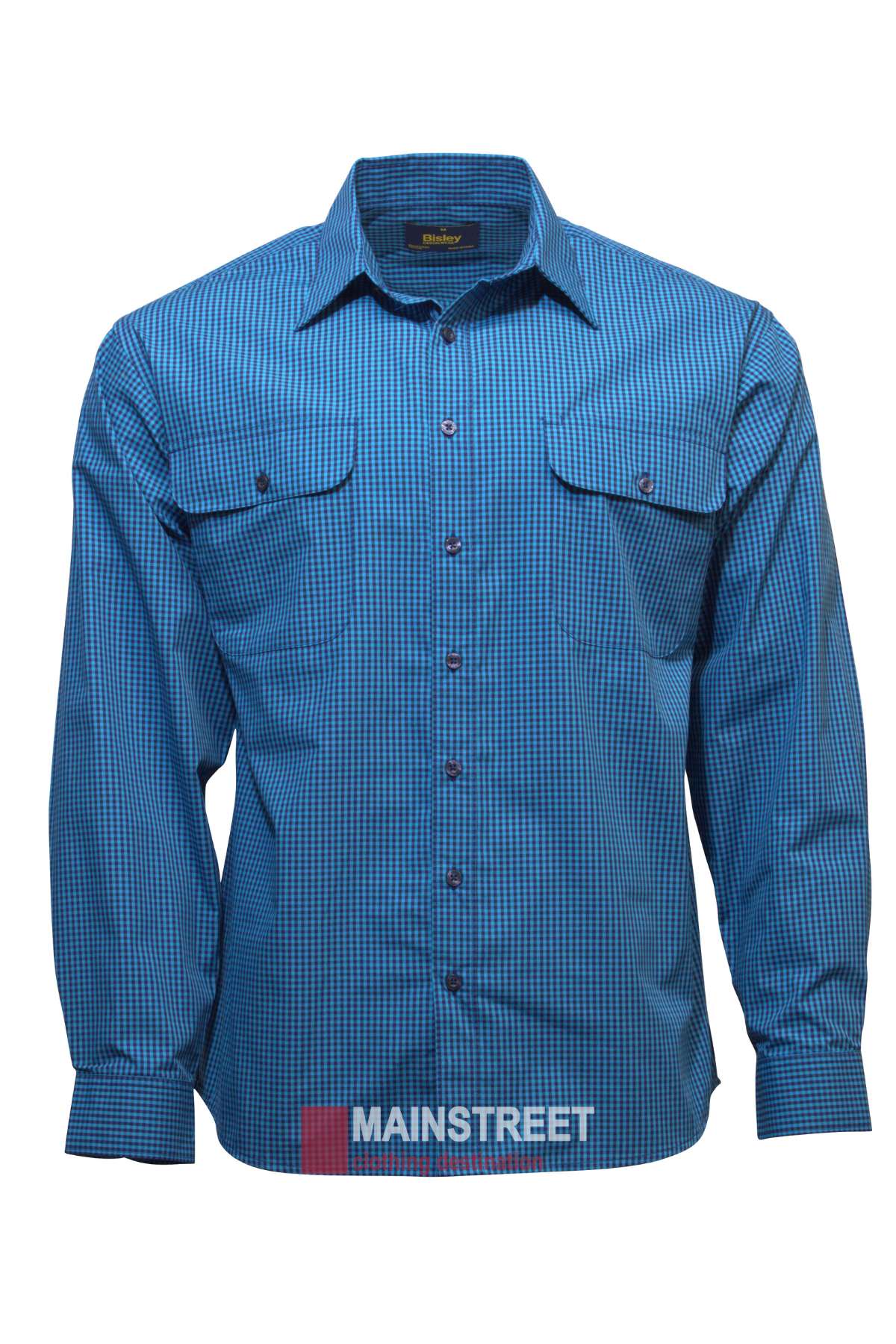 Bisley Countryman Shirt in colour a bright blue - with a small check