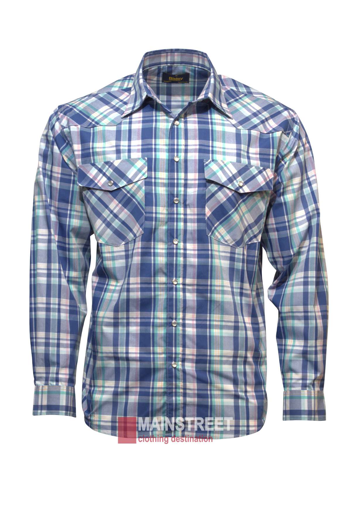 Bisley Countryman Shirt - Shirt with collar - pale blue - pale pink and aqua check 