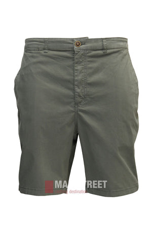 The Bridgeport Le Short Stretch Comfort Fit is a pair of olive green cotton spandex shorts with front pockets, button closure, and belt loops—ideal for everyday wear. Shown on a plain white background.
