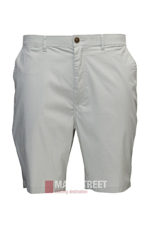 The Bridgeport Le Short Super Lightweight is a light gray men's casual short with belt loops, front button, and zip closure, shown on a white background.