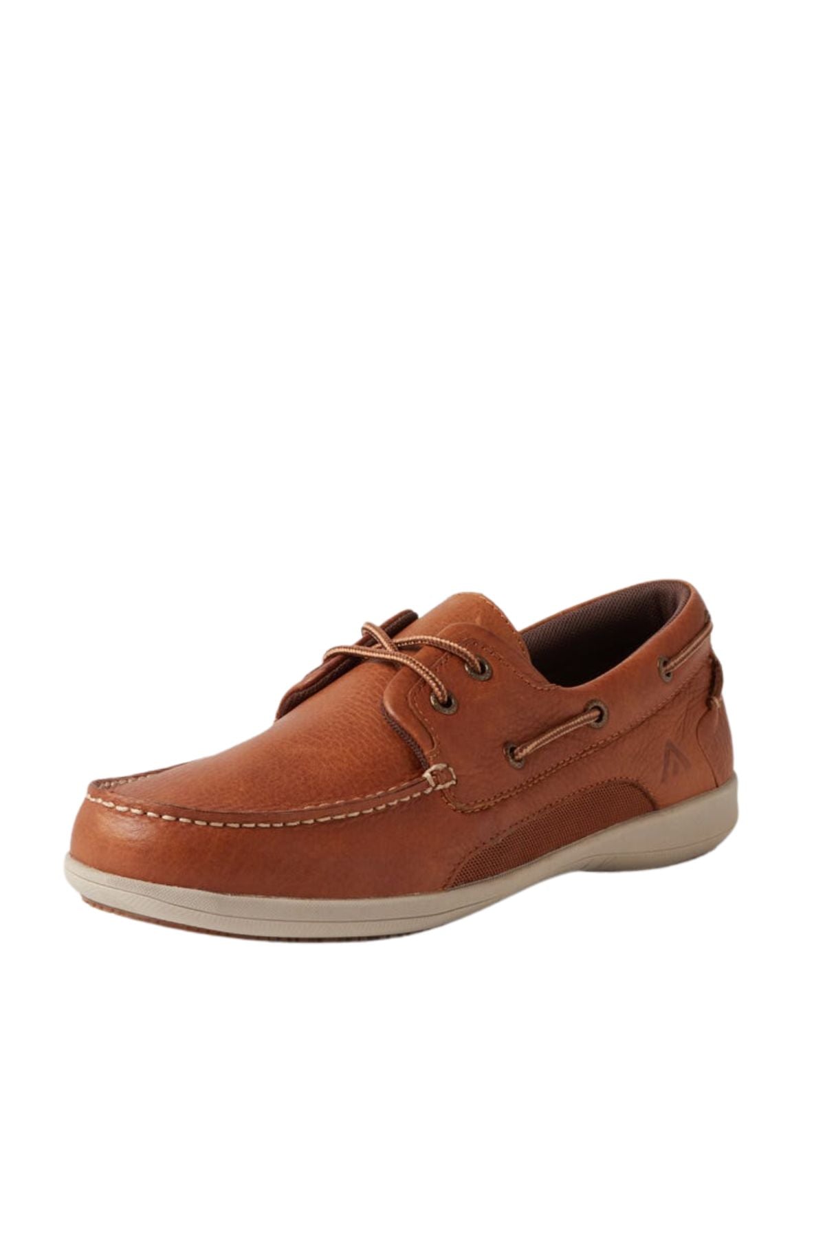 The Colorado Askit Casual Shoe features brown leather, tan laces, white stitching, and a light beige slip-resistant sole—shown angled on a white background. A versatile and stylish choice for any casual occasion.