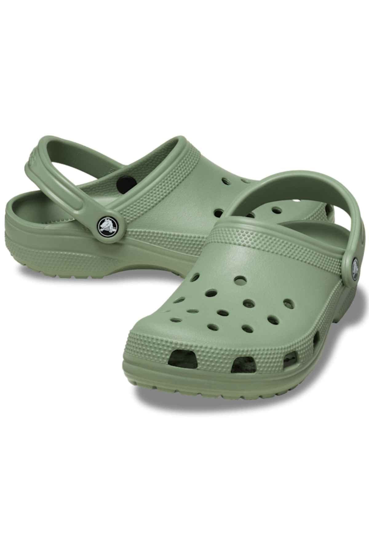Crocs Classic Clog - Moss - two crocs pictured, angled view