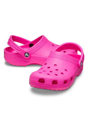 Crocs Classic Kids Clog - Pink Crush - two crocs pictured, angled view