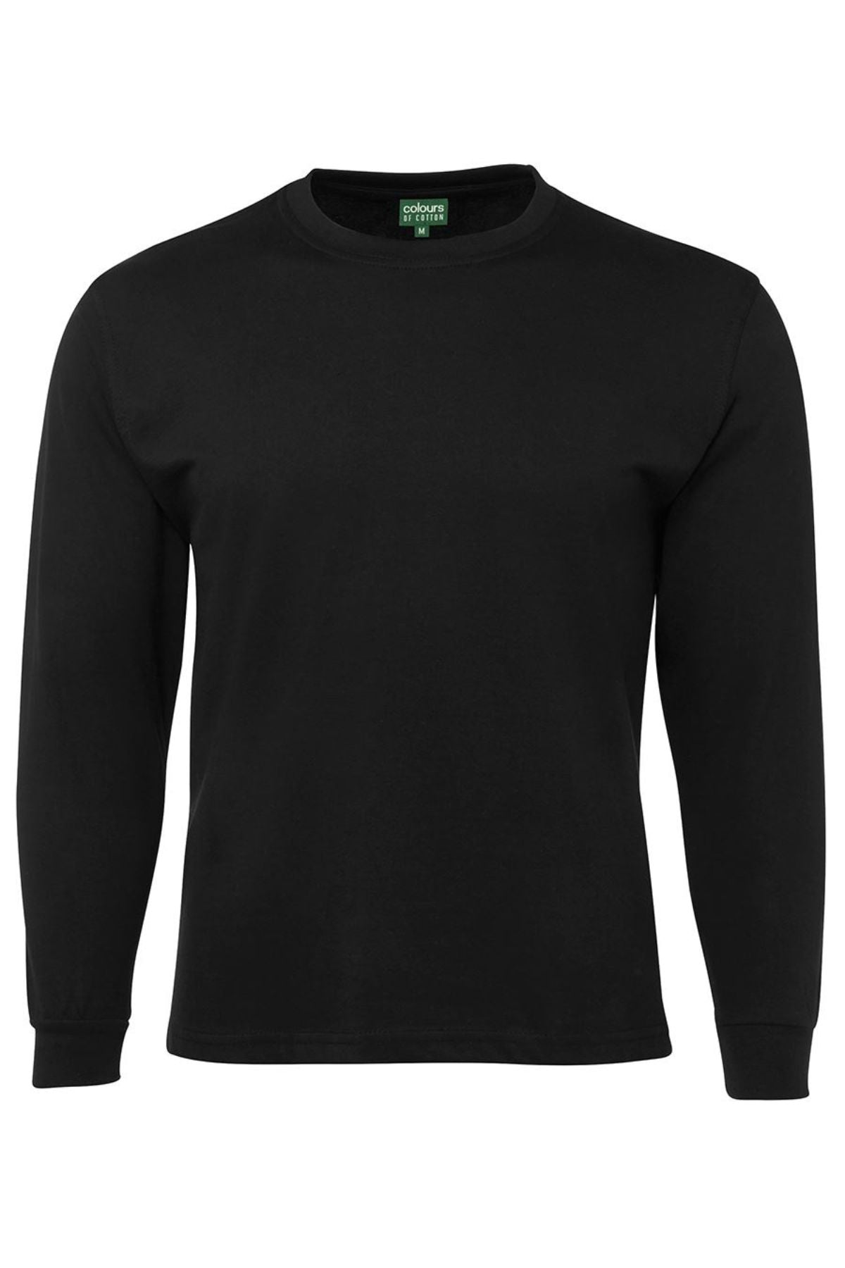 The JBs Long Sleeve T-Shirt in classic black is displayed on a white background, featuring a green "Comfort Colors" label on the inside collar.