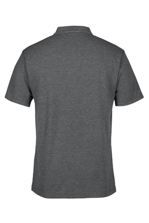 Back view of the JBs Short Sleeve Polo in dark gray, featuring a plain design with no visible logos or patterns—an ideal choice for comfort and durability.