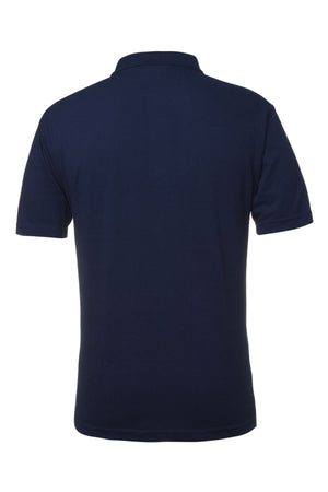 The JBs Short Sleeve Polo is a plain dark blue polo shirt with short sleeves, seen from the back, featuring a collar and no visible logos or designs—perfect for durable workwear with classic style.