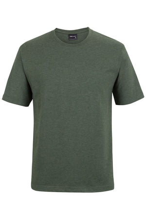 The JBs Short Sleeve T-Shirt, featuring a crew neck and short sleeves in olive green, is made from soft ring-spun jersey knit and shown against a white background.