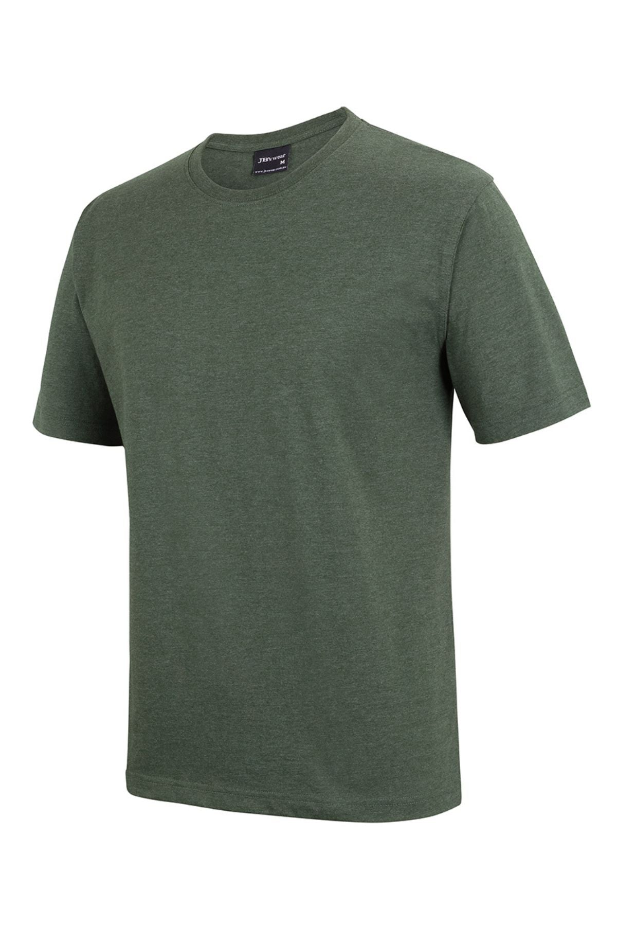 The JBs Short Sleeve T-Shirt features a plain crew neck design with short sleeves, made from soft ring-spun jersey in solid olive green, shown against a white background.