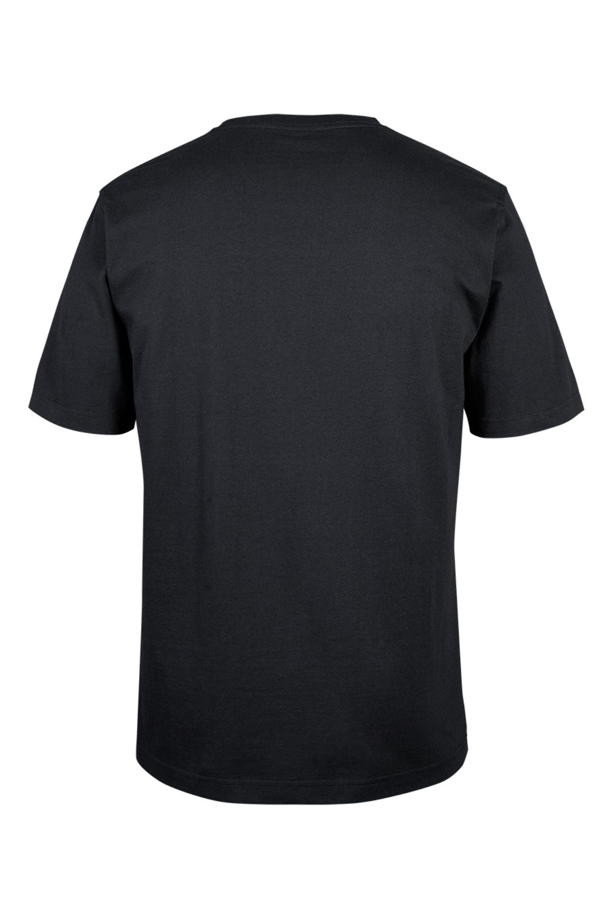 The JBs Short Sleeve T-Shirt is shown from the back in plain black, made from 100% cotton with a simple crew neck and no visible logos or designs.