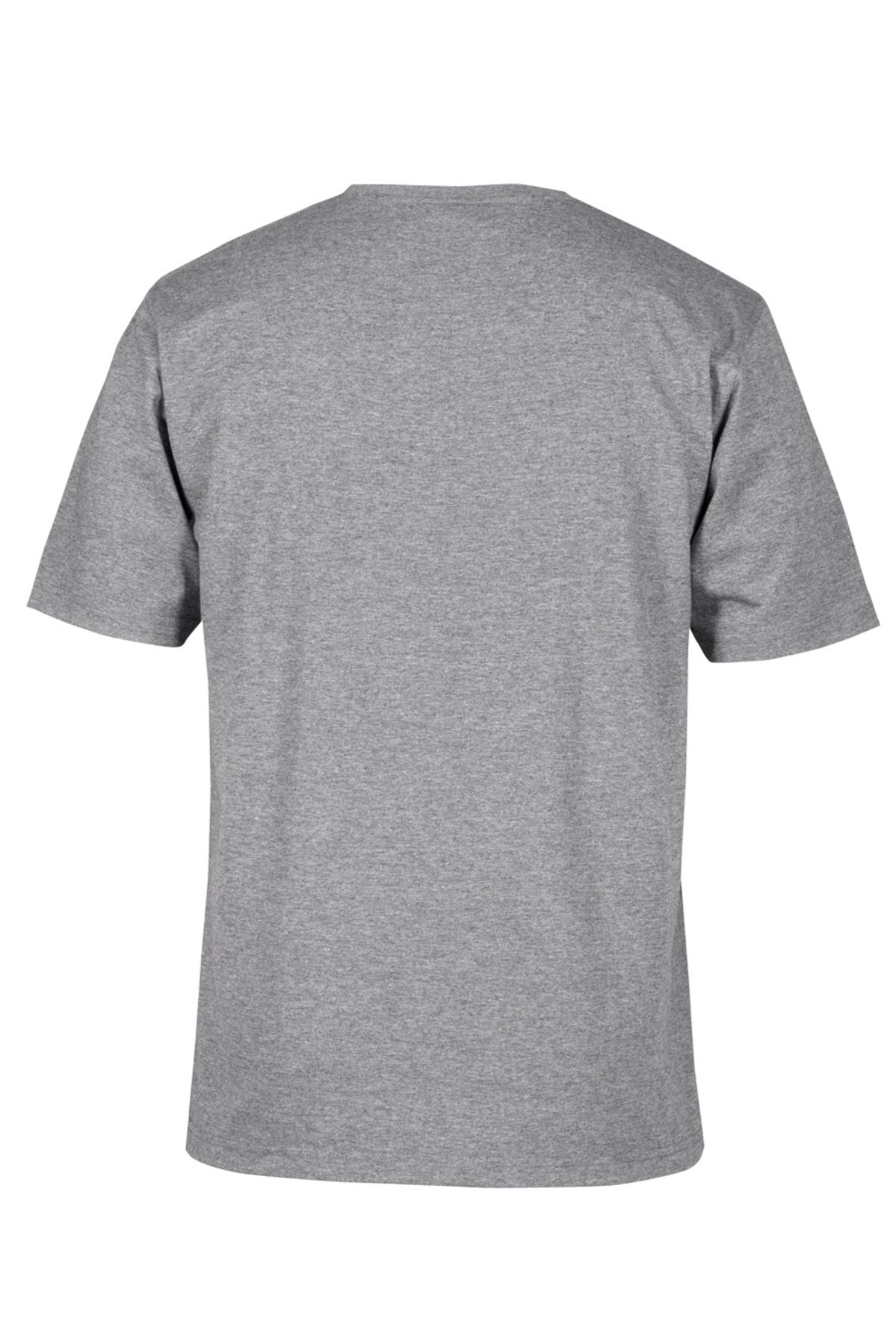 The JBs Short Sleeve T-Shirt in plain heather gray, made from soft ring-spun jersey knit, is shown from the back against a white background.