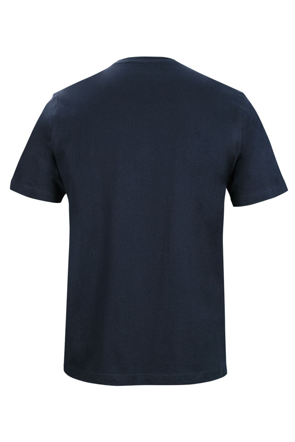 The JBs Short Sleeve T-Shirt, shown from the back against a white background, features a plain dark navy blue color and is made from 100% cotton.