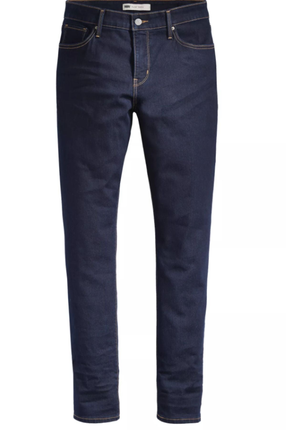 The Levis 311 Shaping Skinny Jean is a dark blue stretch denim featuring a skinny fit, front and back pockets, and contrast stitching, displayed against a white background.