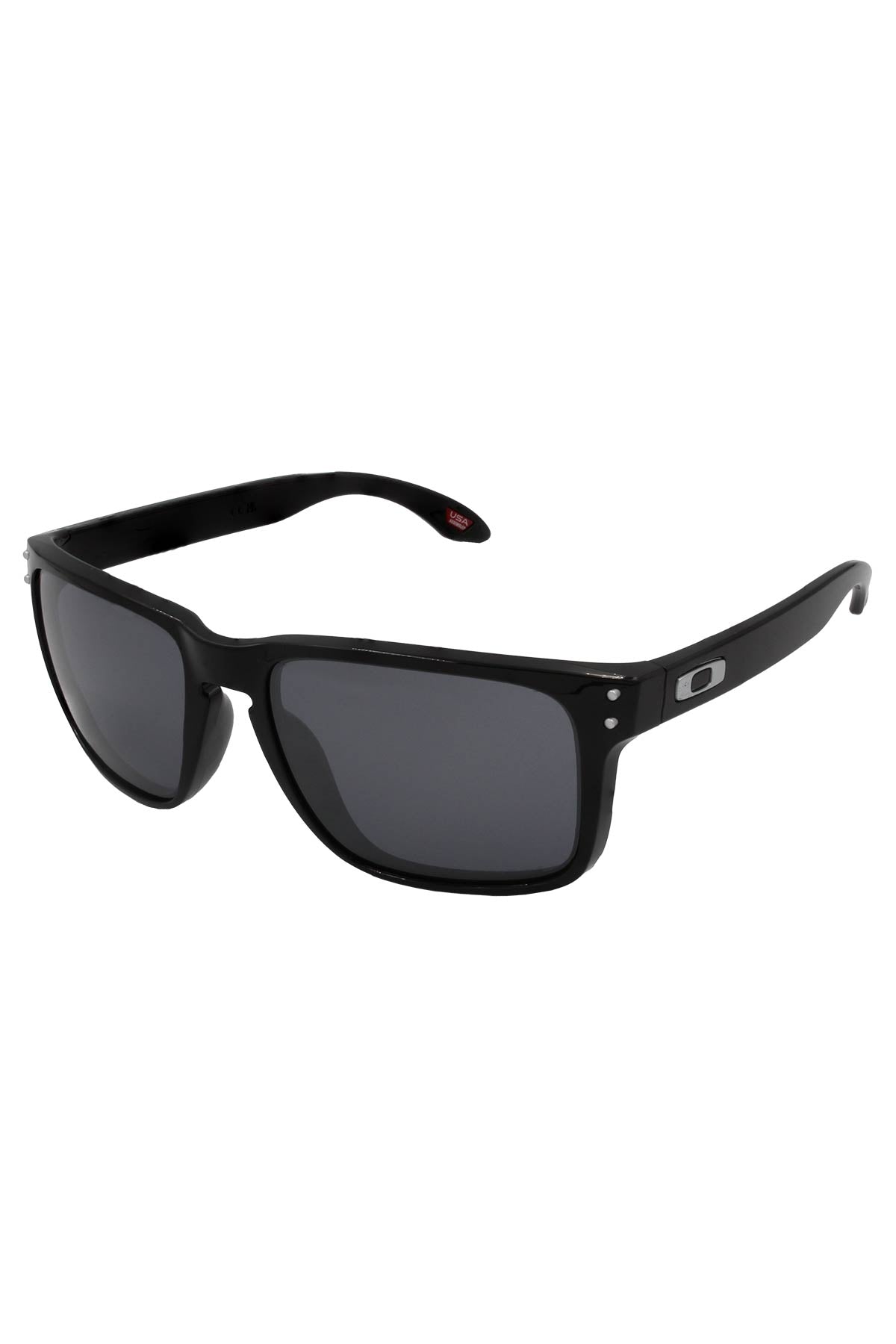 The Oakley Holbrook XL features black rectangular frames with dark lenses, glossy finish, and a small silver temple logo. Its sleek, modern design provides UV protection, inspired by the iconic Holbrook XL style.