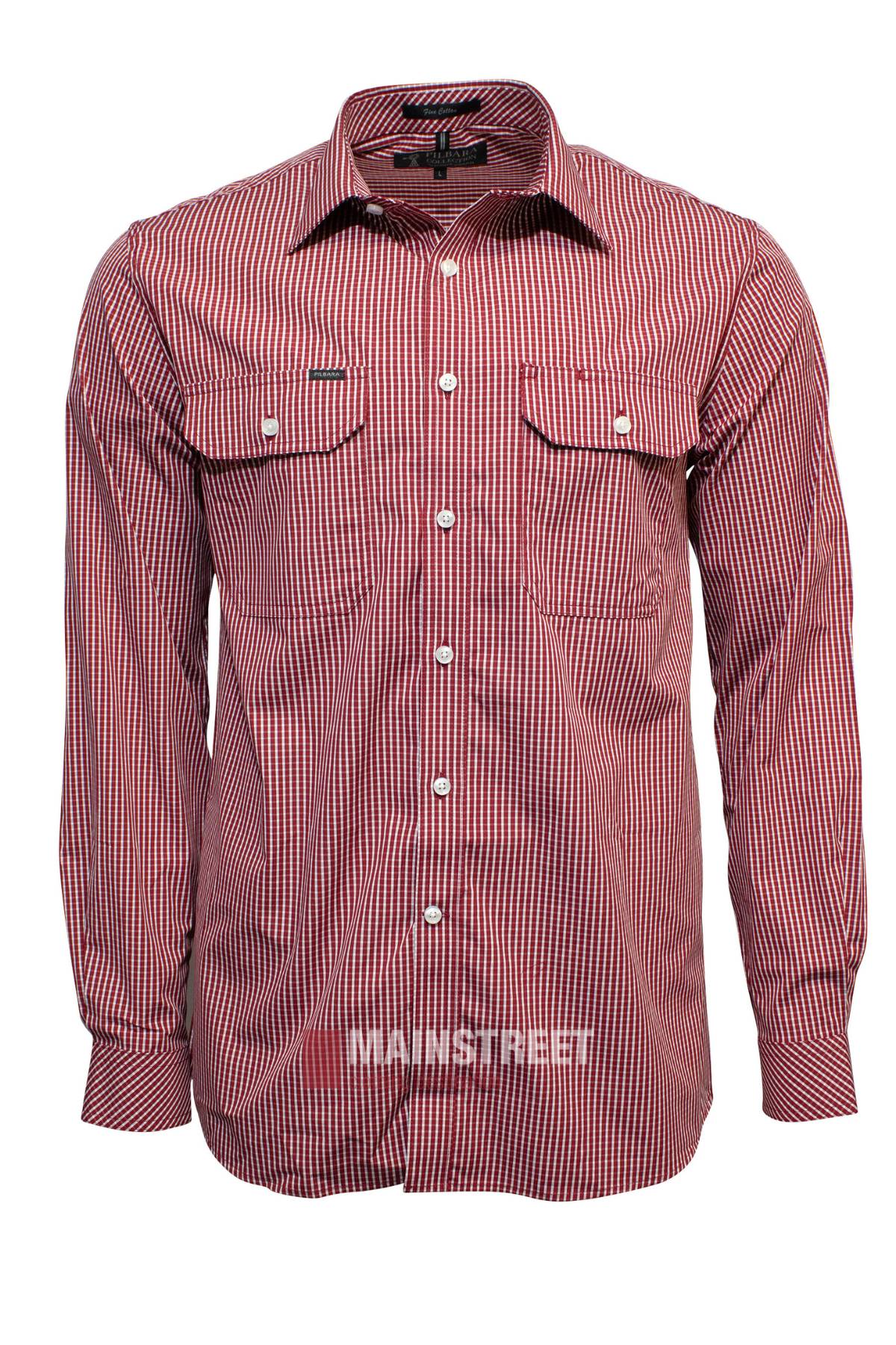 Pilbara Check Double Pocket Shirt Red/White Check Mainstreet