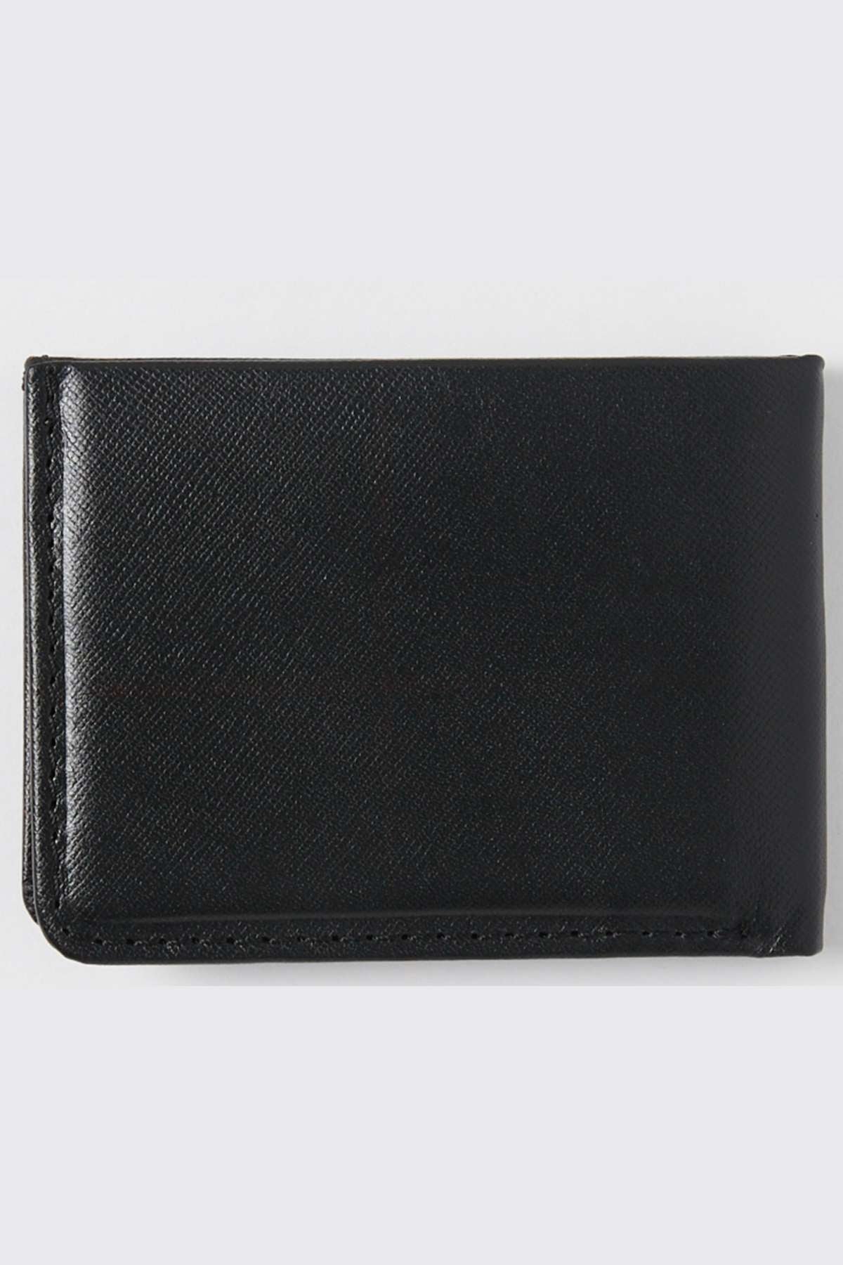 The Rip Curl Hi Rise RFID All Day Wallet, designed in black leather with a textured surface, rests folded closed against a plain white background.