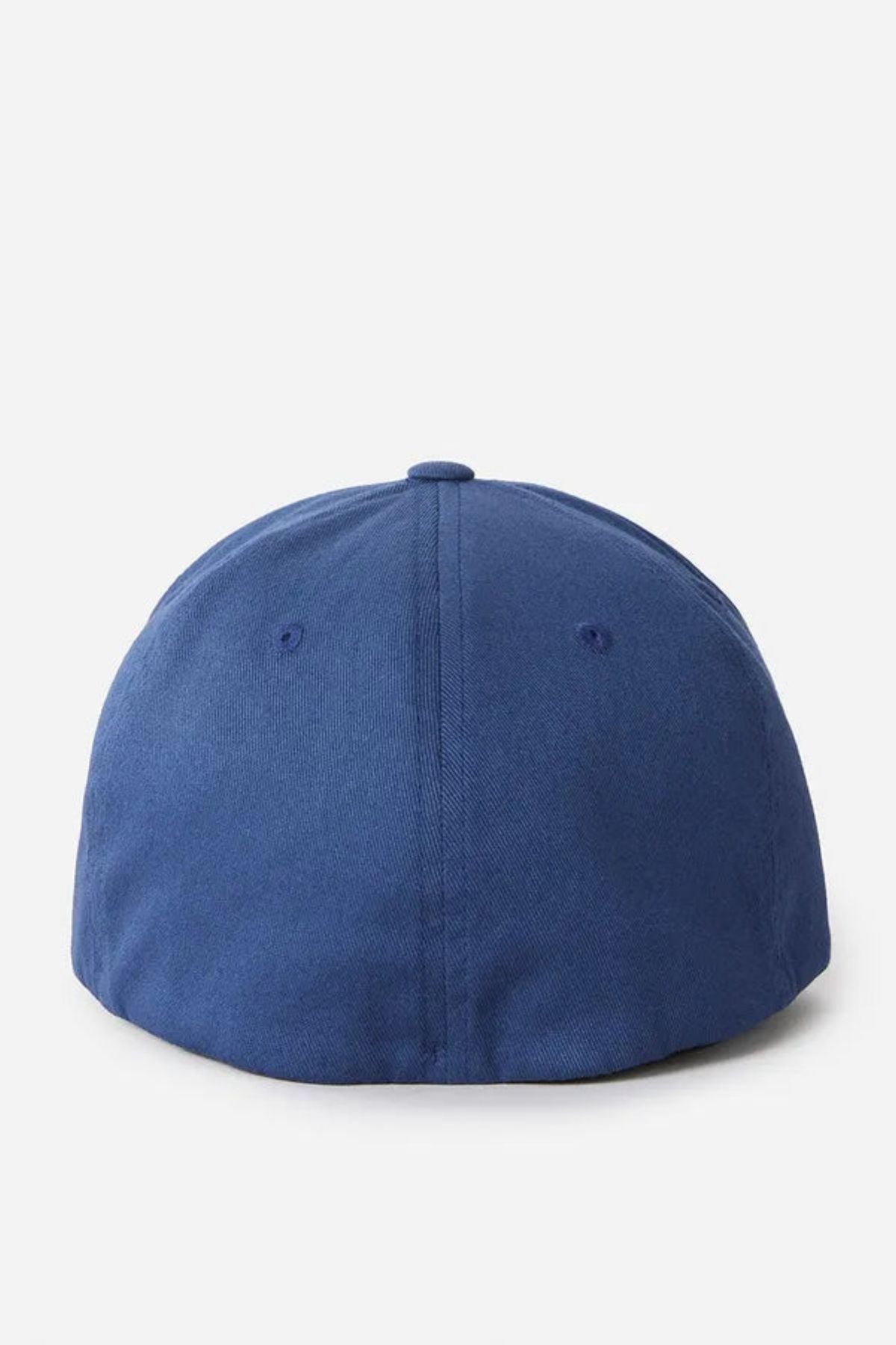 The image displays the back view of a Rip Curl Icons Eco Flexfit cap against a white background. This cap features a minimalist design with no visible logos or embellishments and is made from organic cotton for enhanced comfort and sustainability.