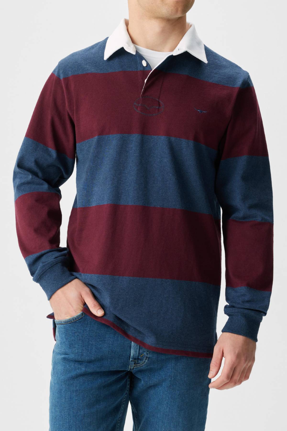 RM Williams Tweedale Rugby Red/Blue Mainstreet Clothing