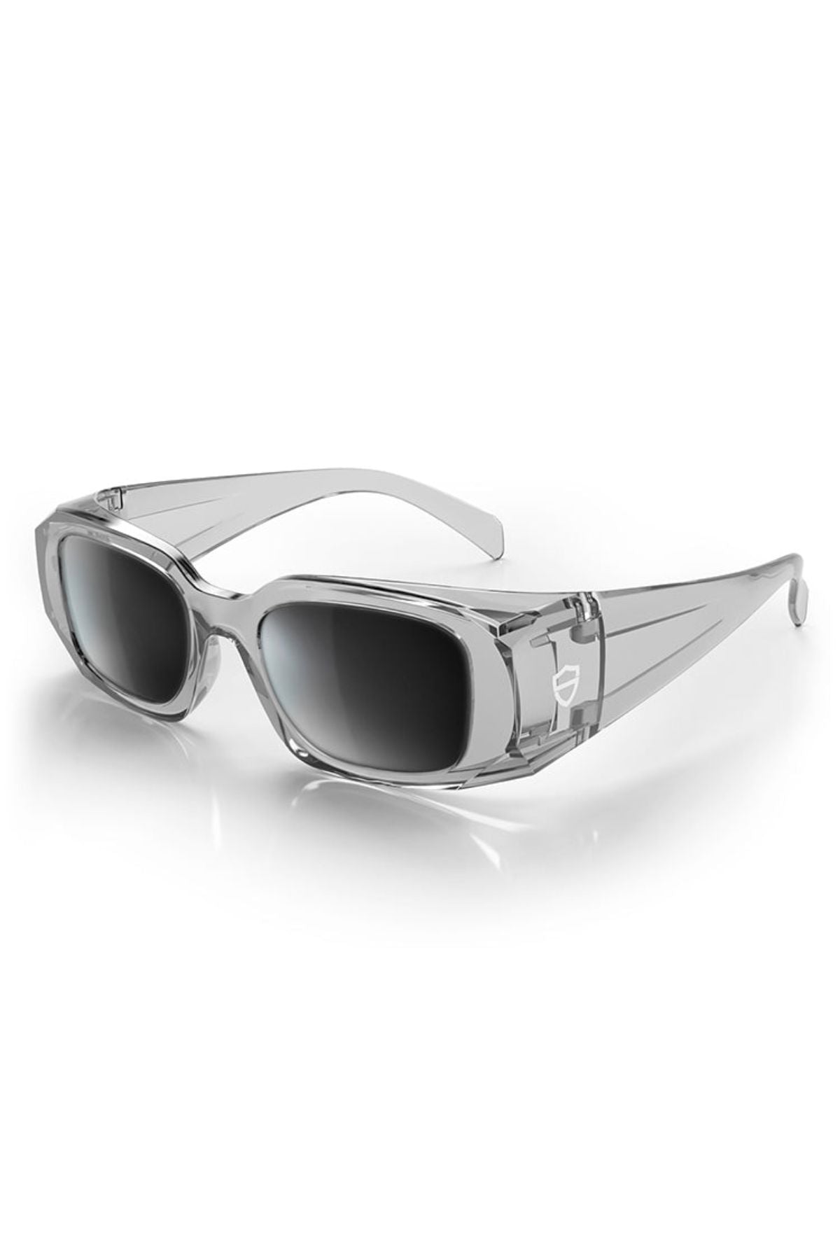 The SafeStyle Auras Graphite Frame sunglasses with grey polarised lens are shown on a white background, providing enhanced eye protection.