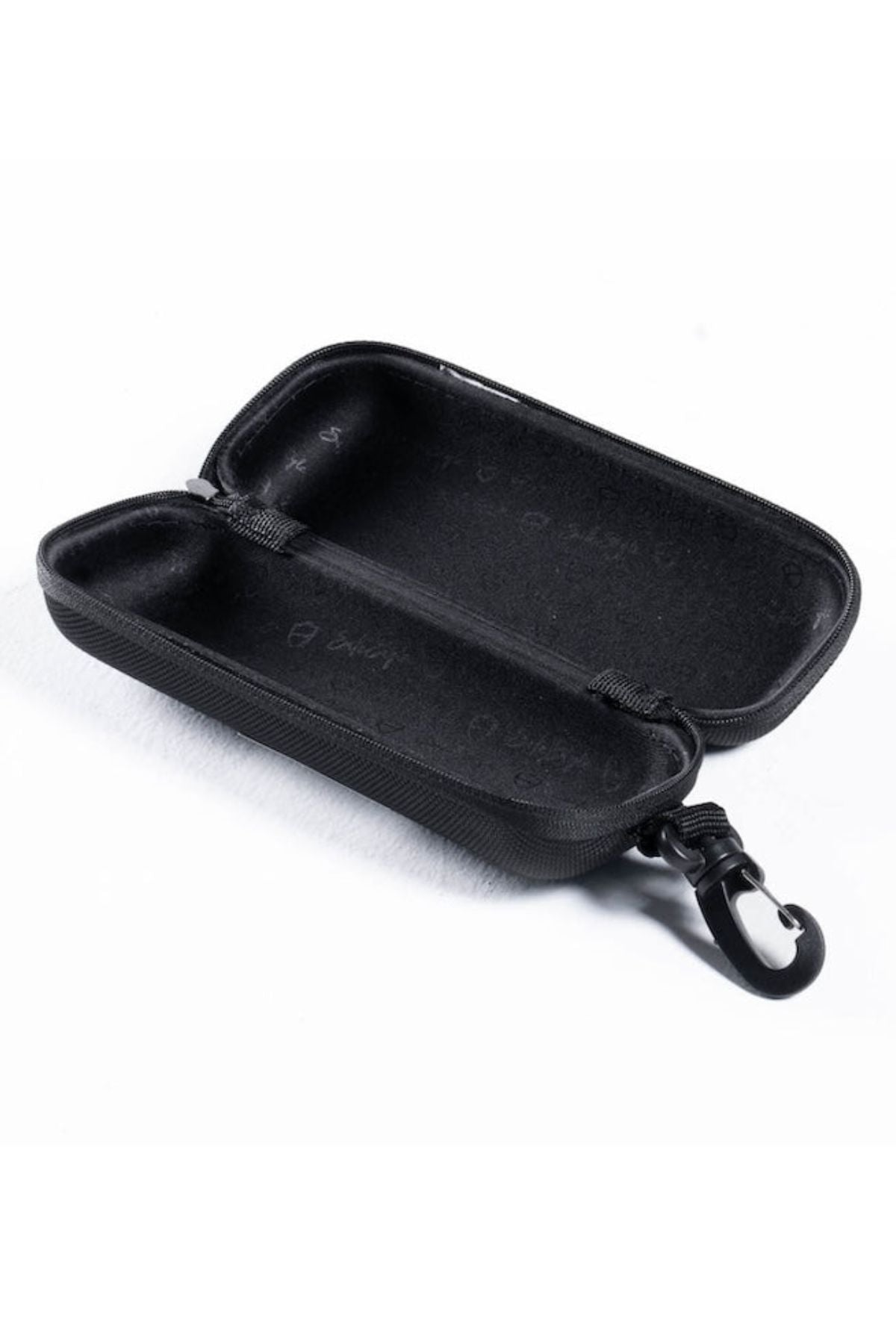 The Safestyle XL Hardcase is a black, durable nylon clamshell sunglasses case with an open, empty interior and an easy-release clip on one end for convenient carrying.