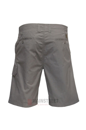 The Savane Burleigh Cargo Shorts for men, shown from the back, feature an adjustable waistband, two back button-flap pockets, a left-leg cargo pocket, and lightweight fabric for casual comfort.