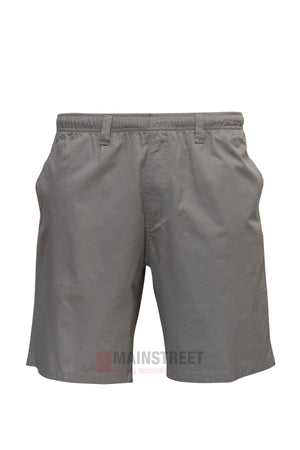 Savane Cruise Shorts in gray, knee-length with lightweight fabric, elastic waist, belt loops, and side pockets, shown against a white background.