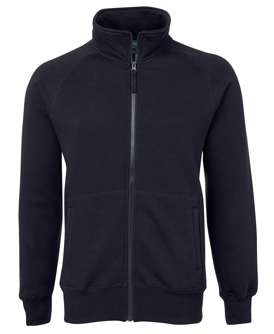 The JBs Full Zip Fleecy is a black fleece jacket featuring a full zip, high collar, long sleeves, and front pockets. Made from thick and cozy material, it provides comfort in cooler weather. Its clean, minimalist design without visible logos or patterns makes it ideal for casual wear.
