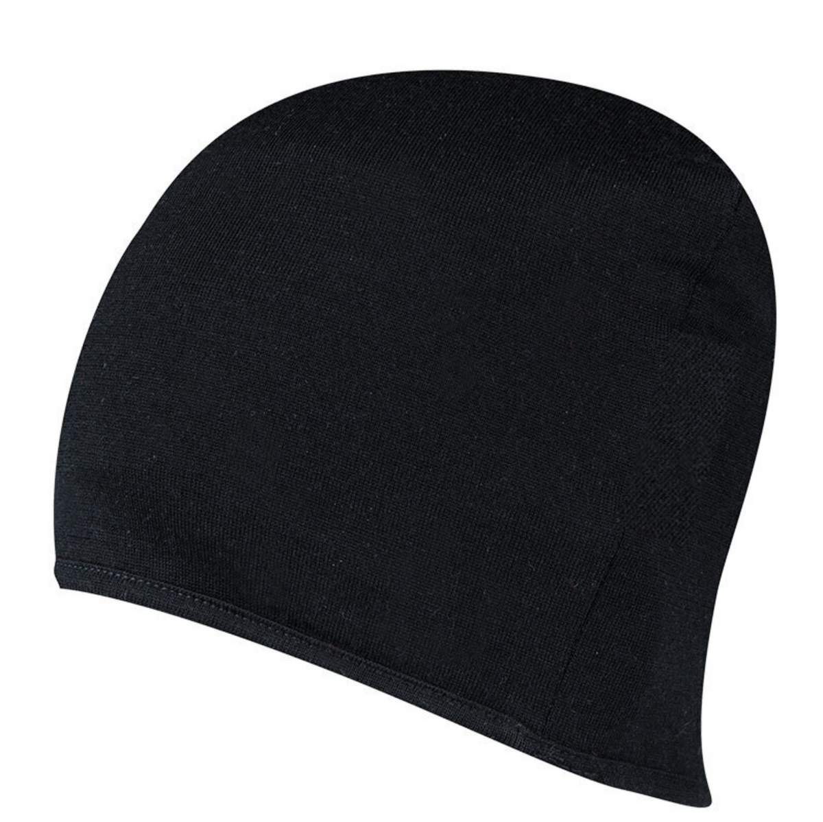 The Sherpa Merino Skull Cap is a plain, black beanie hat made from incredibly soft Australian Merino Wool. This odour-free beanie has a smooth, rounded top and appears to be crafted from a fine knit fabric, with no visible logos or markings on this sleek design.