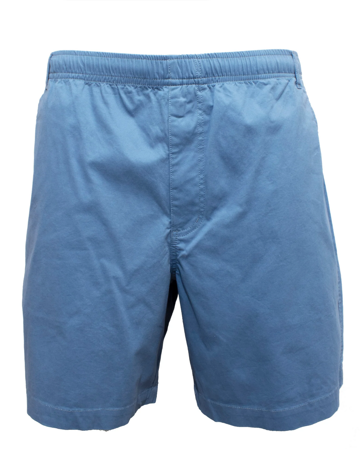 The Back Bay Cotton Elastic Bedford Short, in light blue, features breathable cotton and an elastic waistband. It is displayed against a white background and viewed from the front.
