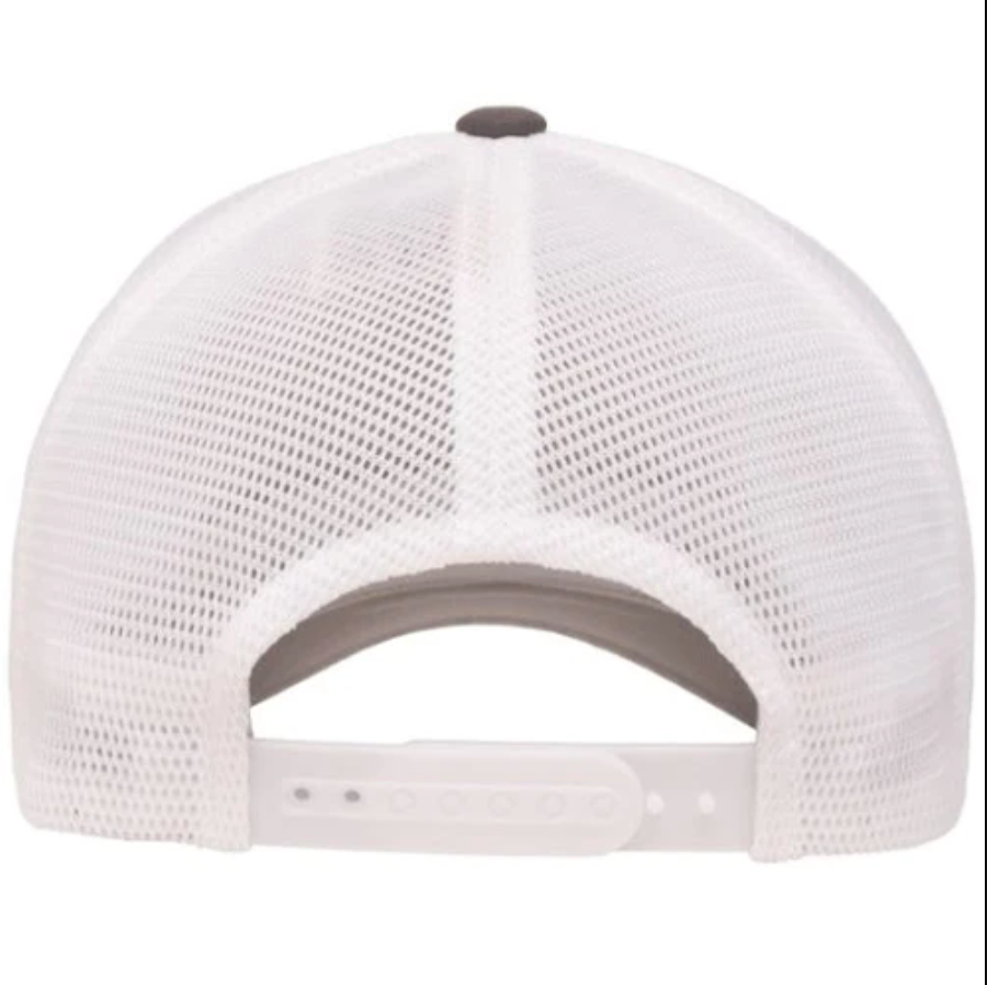 The FlexFit 110 Mesh Back Cap is shown from the back, displaying its adjustable strap closure. The design features a breathable mesh back, which is commonly used for added ventilation.