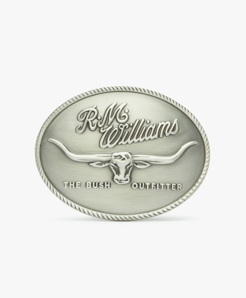 Silver/Gold R.M.Williams Logo Buckle, R.M.Williams Belts
