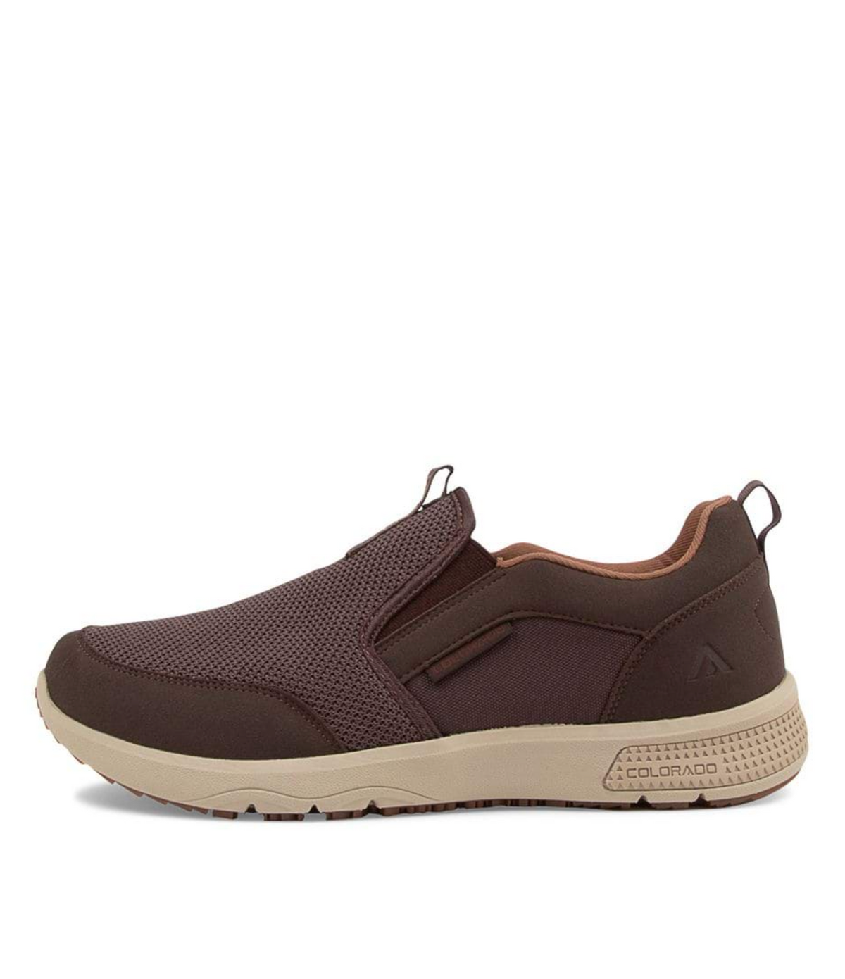 The Colorado Saka Casual Shoe is perfect for everyday wear, featuring a textured surface, light beige sole, arch support, heel pull tab, and subtle side pattern. Its slightly rugged sole provides comfort while maintaining a stylish look.
