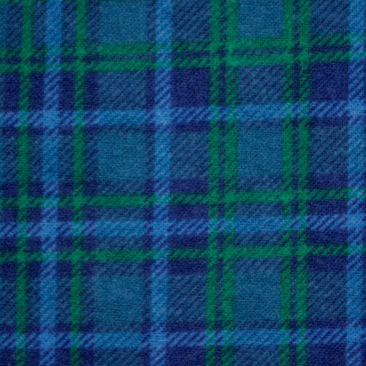 A blue and green tartan plaid with intersecting lines forms classic squares, capturing a traditional Scottish look—ideal for the Contare Country Winter Flannelette PJ Set.