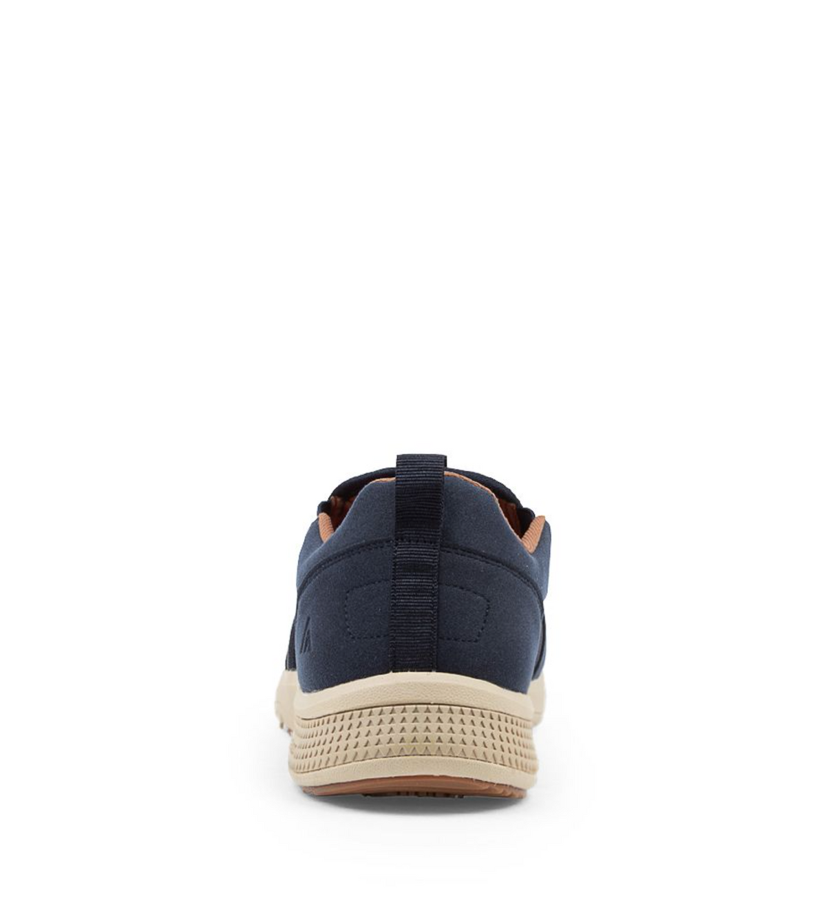 A single Colorado Saka Casual Shoe in dark navy blue with a beige sole, viewed from the back. The shoe features a pull tab at the heel, arch support, and a textured pattern on the sole for grip. Its interior lining appears to be light brown or tan. The background is plain white.
